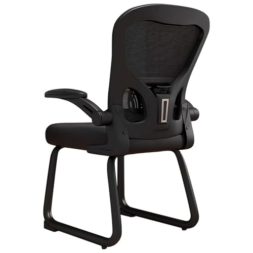 SJAPEX Silla Escritorio De Malla Transpirable Sin Ruedas, Silla Oficina con Brazos Abatibles, Silla Ergonómica, Sillas Gamer para Salas De Conferencias, Bibliotecas, Salas Capacitación Black