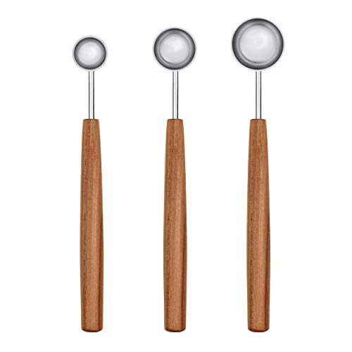 Triangle Germany 3-piece Measuring Spoon Set, Stainless Steel with Sustainable Plum Wood Handles, Rust-resistant, 1 4, 1 2 and 1 Teaspoon, Gift Box, Made in Germany