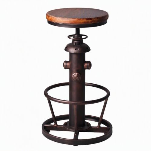 BOKKOLIK Vintage Swivel Bar Stool Industrial Coffee Kitchen Dining Chair Fire Hydrant Design Height Adjustable 24.8-30.7inch Solid Wooden Seat by BOKKOLIK - Used condition - US$121.19