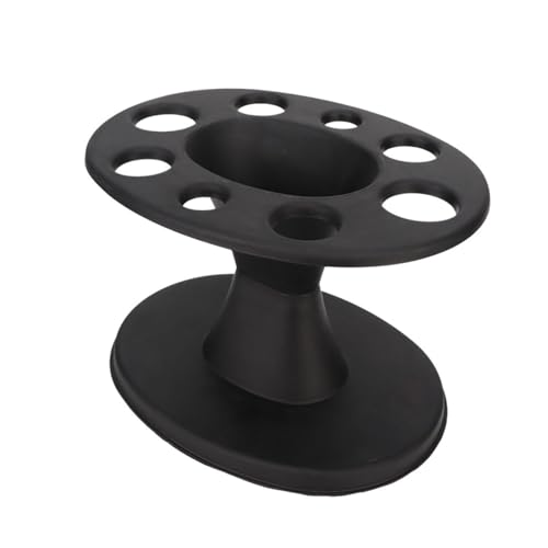 Milltrip Plastic Hair Brush Holder with 8 Holes - Multi Size Comb Stand Shelf for Roller Brushes, Cushion Brushes & Regular Combs, Wall Mounted Display Rack for Salon & Home Bathroom (Black)