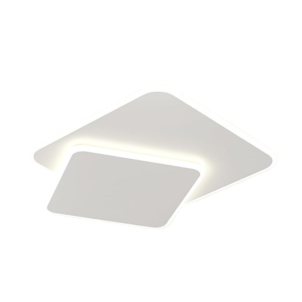 LUOYAOB Modern Minimalist White 19.7in Double Square Ceiling Lights Acrylic Shade Flush Mount Ceiling Lamp Three-Color Mode Ceiling Light Fixture for Bedroom Living Room Hallway Entryway Balcony
