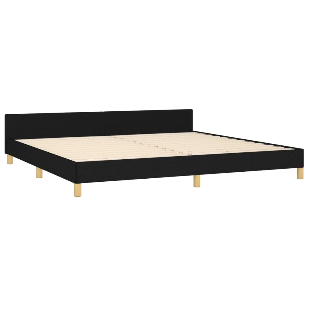 Homgoday Bettgestell mit Kopfteil, schwarz, 180 x 200 cm, aus Stoff, Dekor für Möbel, Bettrahmen, Bettrahmen, Rahmen für Wohnzimmer, Schlafzimmer, Modell 3125164