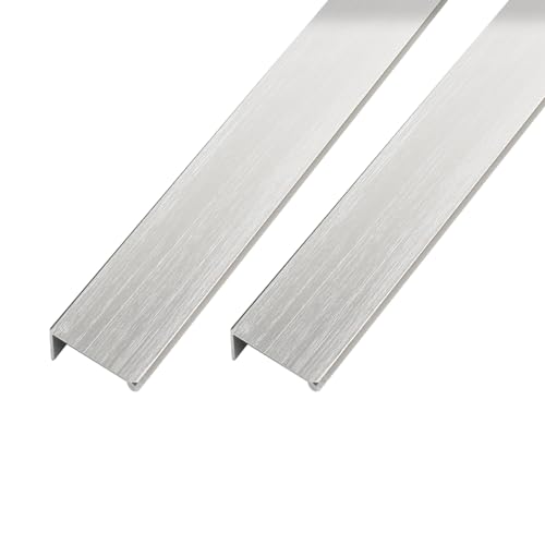 2 Piezas Tiradores Armario Oculto Manijas Invisible Manillas Cajón Aluminio Perilla Tocador Ángulo recto,Asas gabinete mango Cocina,picaportes Dormitorio (Plata,150mm)