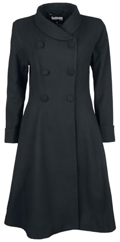 Gothicana by EMP Damen schwarzer Mantel mit doppelter Knopfleiste L