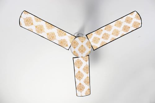 Image of Dustproof Premium Three Blade Ceiling Fan Cover with attachable Enclosure, Set of 1 Fan Cover (Dmass Gold).