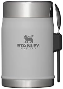 Stanley Classic Legendary Food Jar 0.4L Matte Black with spork - Termos do żywności ze Stali Nierdzewnej Bez BPA - Utrzymuje zimno lub ciepło przez 7 godzin - Szczelny - Do Mycia w Zmywarce
