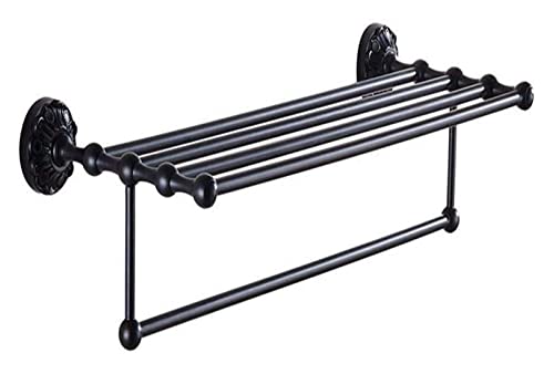 Porte-serviettes noir mat en acier suspendu pour douche et salle de bain chic