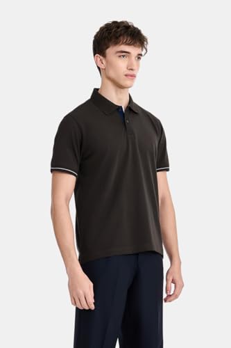 Image of SNITCH Men Polo Plus Size T-Shirt | Solid Polo with Contrast Inner Placket & Tipped Cuffs | 96% Cotton 4% Lycra Stretch Regular Fit, Casual Wear