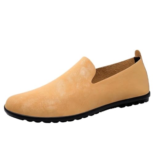 Mens All Match Leather Business Dress Shoes Black Pointed Breathable Driving Flats Comfortable Slip On Formal Loafers