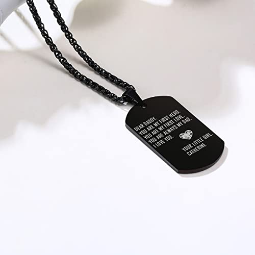 MEALGUET Personalized Stainless Steel Dogtag Necklace for Dad, Custom Photo Text Army Dog Tag Pendant Necklace For Father Husband Son Customized Picture Necklace For Men Women, Gift For Dad2