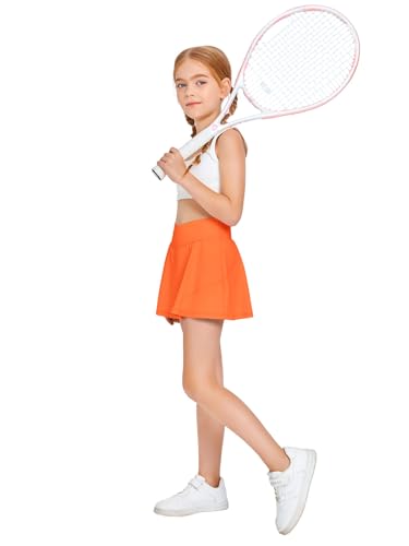 Image of Haloumoning Girls Tennis Skirt High Waisted Athletic Skorts | Pockets Shorts, Crossover,Workout Golf Running Skirts