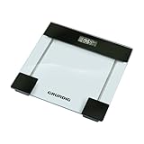 Grundig Personenwaage Digital - Waage Personen bis 180KG - Körperwaage mit LCD Display und Temperaturanzeige - Einheiten Kg und Lb - Automatische Abschaltung - Glasplatte
