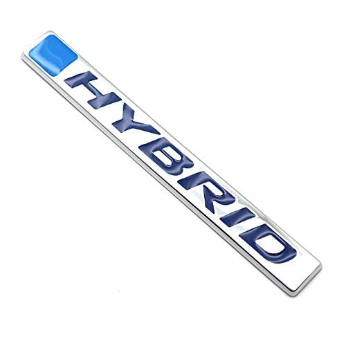 Image of 2Pc Hybrid Emblem 3D Metal Badge Door Rear Tailgate Decal Sticker Nameplate Logo Fits Universal car Truck (Chrome Blue)