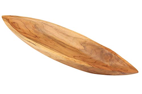 Andaluca Teak Wood Canoe Bowl For Entryway, Tabletop, Kitchen, Keys & Décor (20" Length) #TOP1