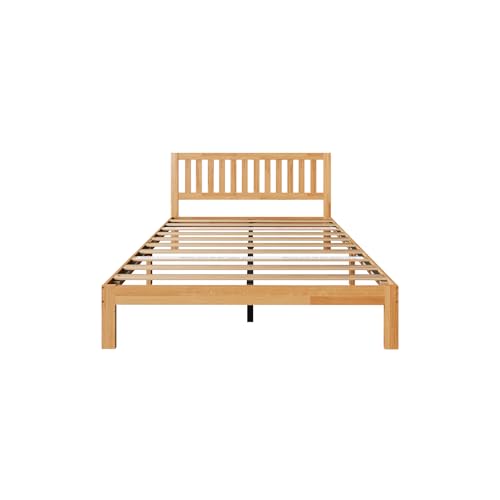 Novilla 12 Inch Queen Bed Frame with Headboard, Queen Size BedFrame with Headboard Classic Wooden Bed Frame Queen Size with Wood Slat Support, No Box Spring Needed, Easy Assembly, Natural Grain Wood