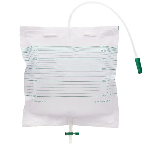 Luriseminger 5pcs Bolsa de Orina de 3000ml, Bolsas de Drenaje Orina con Película Antirreflujo, Bolsa de Recogida de Orina Bolsa de Drenaje con Válvula, Drenaje y Correas de Tela