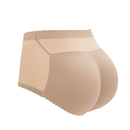 2025 Pantalones de levantamiento de cadera para glúteos moldeadores corporales, nalgas de cadera color melocotón, bonito acolchado para glúteos, ropa interior sin costuras, beige, L
