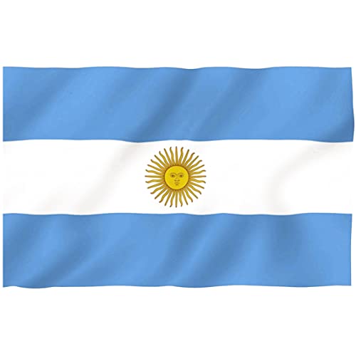 Berrywho 3x5 Pies Bandera Argentina Bandera Nacional de Poliéster con Ojales de Latón Repuesto de Bandera Nacional de Asta para Eventos Deportivos Cover