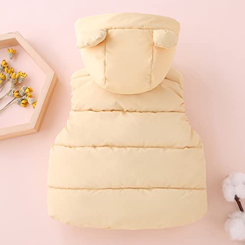 Happy Cherry Kids Winter Puffer Vest Down Comfortable Vest Sleeveless Windproof Outwear Zipper Padded Waistcoat Soft Solid Autumn Jackets Thick Windproof Coat Yellow 4-5 Years #TOP2