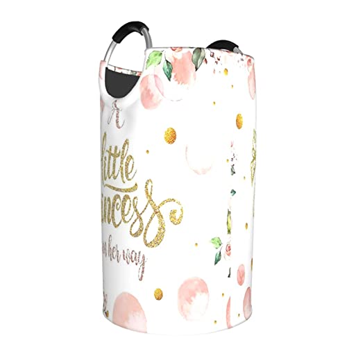Yisumei Laundry Basket Clothes Hamper Collapsible Durable Dirty Clothes Storage Laundry Organizer Gold Crown Blush Pink Floral Little Princess Baby Girl #TOP1
