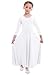 ZX Girl's Long Sleeve Praise Dance Full Length Wide Swing Lyrical Dancewear Liturgical Worship Costume Dress, White, 13-14 Years