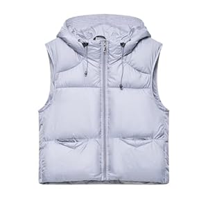 Doudoune Femme Sans Manches Gilet matelassée pour Dame mi-Saison légant Manteau Court Thermique Blouson Rembourré Cordon Matelassé Exterieur Reporter Travail