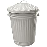 KetoPlastics 90L Cream Retro Bin Vintage Style Metal Dustbin with Lid Suitable for Indoor or Outdoor - Classic Bin Steel Dustbin for Animal Feed, General Waste, Storage - Cream - 90 Litre