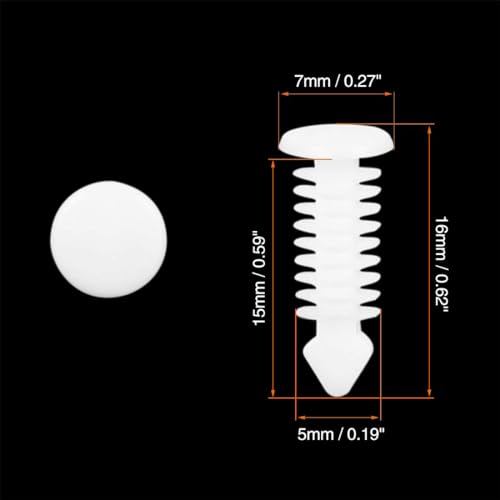 Unifizz 30pcs Plastic Car Hole Rivets Fastener Fender Bumper Push Pin Clips White (5mm / 0.19'') - Image 3