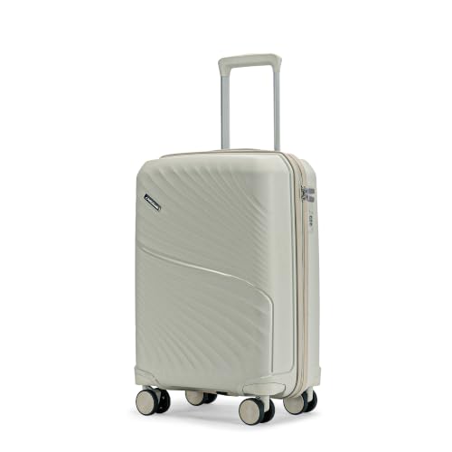 Image of Meridian Cabin Suitcase 55 cm 20 inch Polypropylene Hard Trolley, 8 Spinner Wheels, 2-Pocket Convipack, Recessed Number Lock, Carry-On for Men & Women Ghost Grey /Limestone Grey