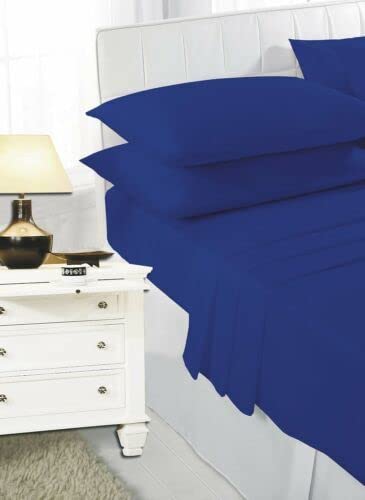 INSAFIANS Extra Deep Fitted Sheet + Two Pillowcases Available in 22 Color Options 16-Inch (40 cm) Depth Easy-Care Poly-Cotton Fabric Soft Wrinkle-Resistant Bed Sheets (ROYAL SI + PP)