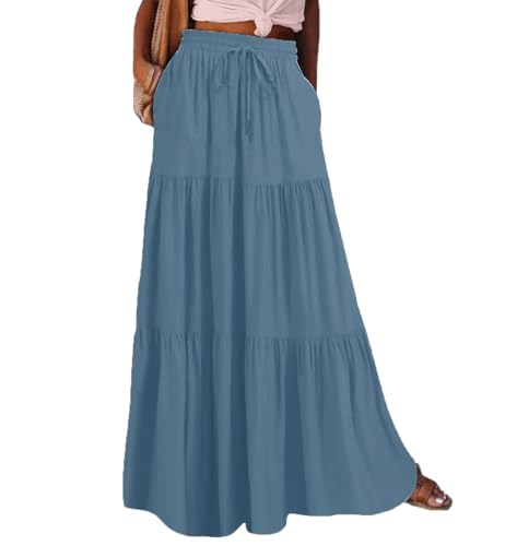 Aoudery Boho Maxi Skirt for Women Flowy Long Skirts with