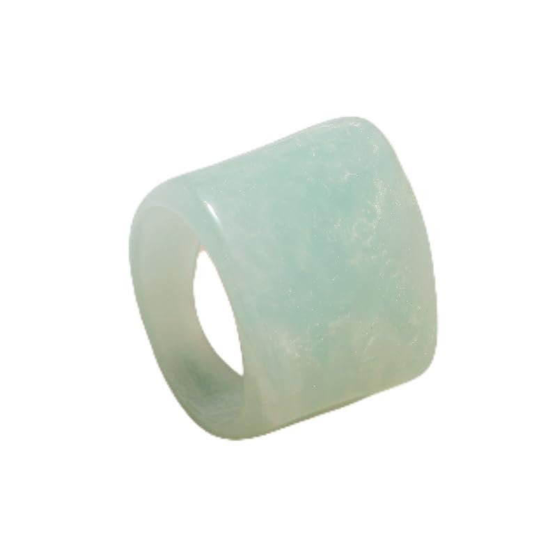 Mnyixsi Fashion Multicolor Resin Chunky Ring, Simulated Jade Acrylic Resin Signet Style Wedding Statement Cocktail Party Holiday Ring, Aesthetic Trendy Colorful Bulk Statement Jewelry Style 3