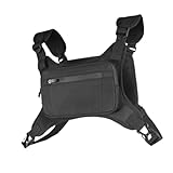 ZYIHNIRB チェストバッグ ユーティリティリグベスト ポータブル収納 防水素材 強化縫製 調節可能ハーネス スマホホルダー付き 快速着脱 多用途ポーチ アウトドアトレーニングに適用, 黒