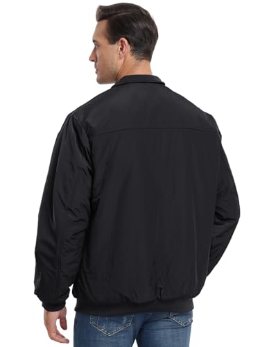 PEGENO Men's Windproof Jacket,Fleece Lining For Stand Collar Winter Coat4