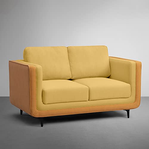 Image of Sleepyhead Mojo - 2 Seater Sofa | Premium Fabric | Dual-Tone Modern Design with Plush Cushioning | Durable Pine Wood Frame & Removable Back Cushion | German Tested | 3 Year Warranty - Trippy Yellow