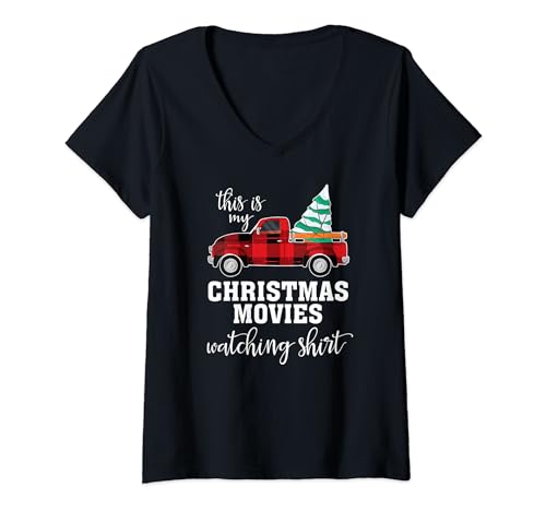 Christmas Movies Watching Shirt Women Boys Girls Xmas Movie Camiseta Cuello V