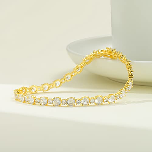 Luxurious 14K Gold Moissanite Tennis Bracelet With 5mm Prong Stones, Geometric Square Design Bracelet, Fashion Gift For Mother's Day4