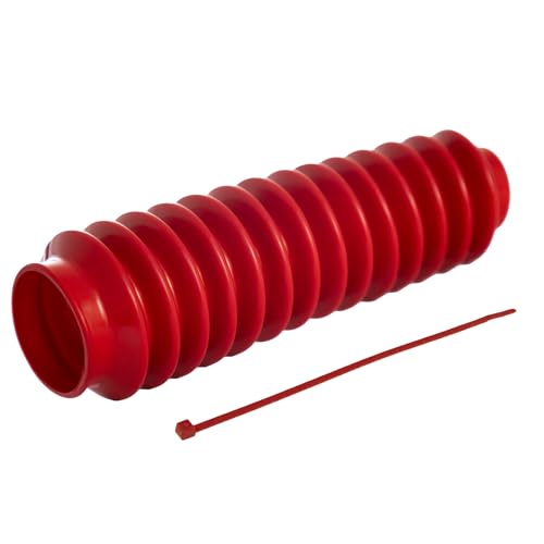RYDE FX Strut & Shock Absorber Boot Bellows – Universal Fit, Up to 2.36 in (60 mm) Shock Body, 14.8 in (376 mm) Length, Flexible Polyvinyl Dust & Debris cover, Includes Tie Strap, Red (Single)