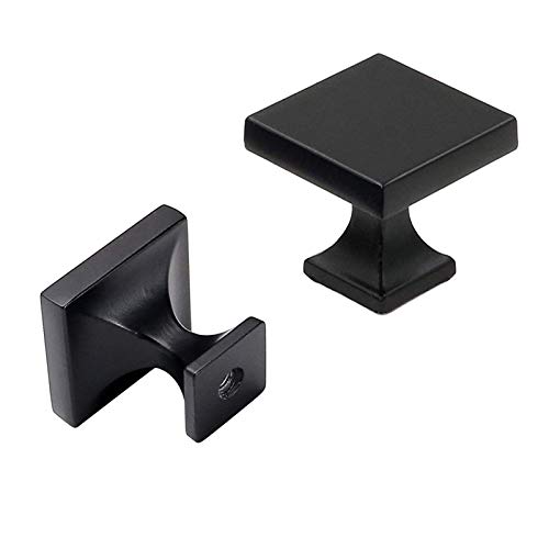 Goldenwarm 25Pack Flat Black Contemporary Cabinet Knobs - Ls6785Bk Square Black Drawer Knobs For Kitchen Cabinets Black Hardware 1.1 Inch Width #TOP5