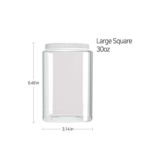 Silicook Clear Plastic Jar, Set of 3-30oz, Square Shaped, Transparent, Food Storage Container, Kitchen & Household Organization for Dry goods, Spices, Vegetables, Ingredients and More
