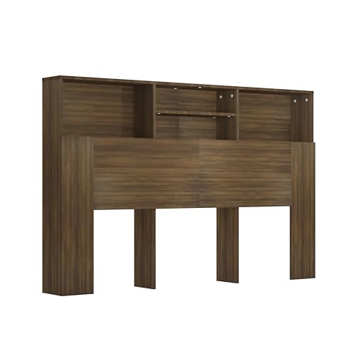 vidaXL Mueble Cabecero Armario de Cama con Almacenaje Pared Dormitorio Estantería Habitación Libros Decoraciones Color Marrón Roble 160x19x103,5 cm