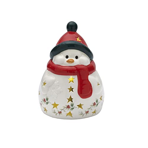 Pfaltzgraff Winterberry LED Snowman Figruine Red Scarf, 6.75 Inch