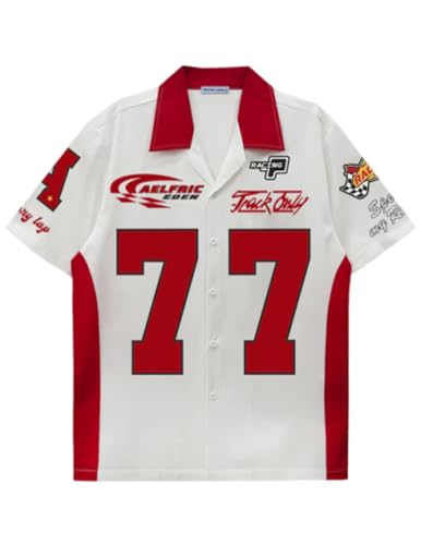 Aelfric Eden Button Down Shirts Unisex Grahpic Racing Print Short Sleeve Shirt Casual Streetwear 2025 Trendy Tops