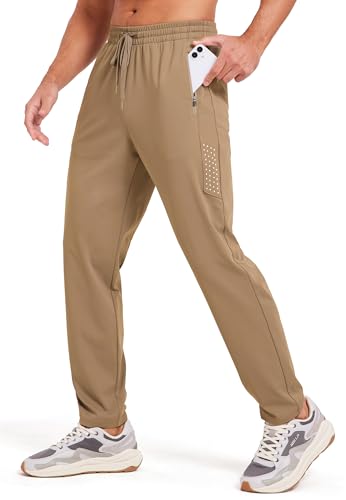 Men's Athletic Joggers Pants Workout Jogging Sweatpants Elastic Waist Tapered Stretch Casual Track Pants Zip Pockets