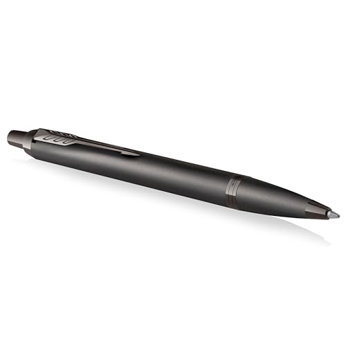 Parker IM Monochrome Kugelschreiber | blaue Tinte | Oberfläche und Zierteile in Dunkelgrau-Metallic | medium Spitze | Geschenkbox