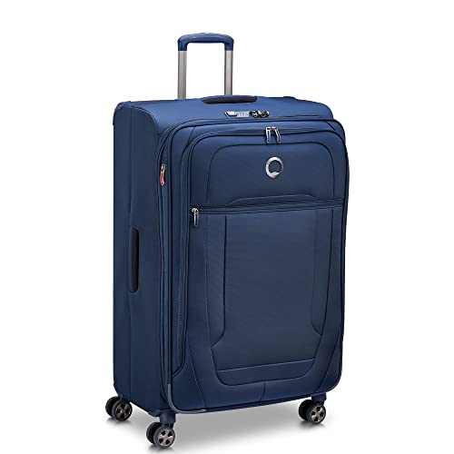 Image of DELSEY PARIS Helium DLX Softside Expandable Luggage with Spinner Wheels, Navy Blue, Checked-Large 29 Inch