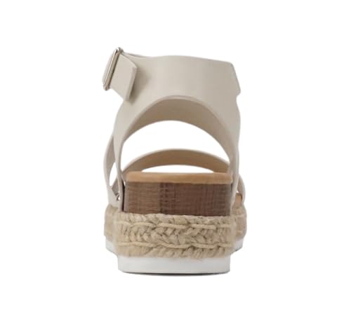 Image of Soda BRYCE-2 Kids /Children /Girls Open Toe Two Bands Espadrille Jute Platform Wedge Casual Fashion Flatform Sandals with Buckle Ankle Strap