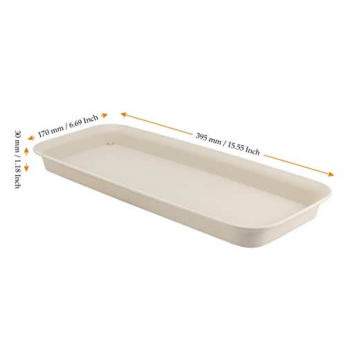 Mukchap 12 Pack 15.5 X 6.7 X 1.2 Inch Plastic Rectangular Plant Saucer Tray, Flower Pot Drip Trays For Indoor And Outdoor, Planter, Holding Water Drips And Soil, Off White #TOP1