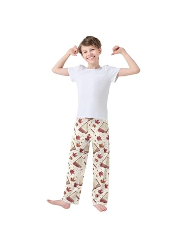 ZZKKO Maple Leaves and Book Pen Boys Pants for Kids Jogger Pants with Pockets S3