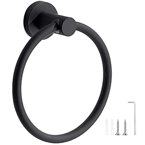 Handdoekring, handdoekhouder, roestvrij staal, handdoekhouder, rond, voor badkamer, woonkamer, keuken, mat zwart